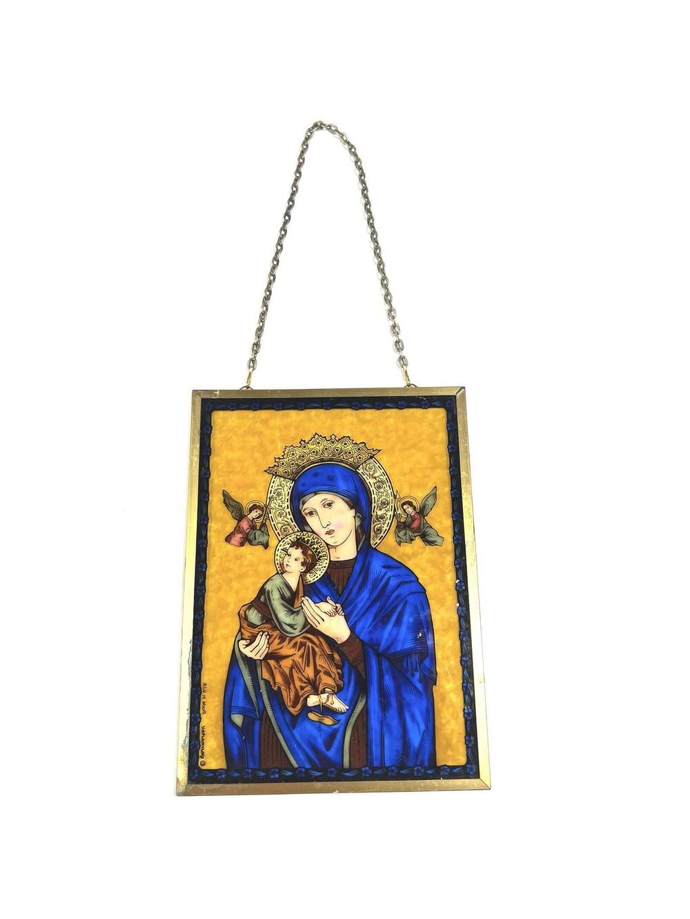 Blessed Virgin Mary Lady Perpetual Help GlassMasters USA Stained Glass Angels